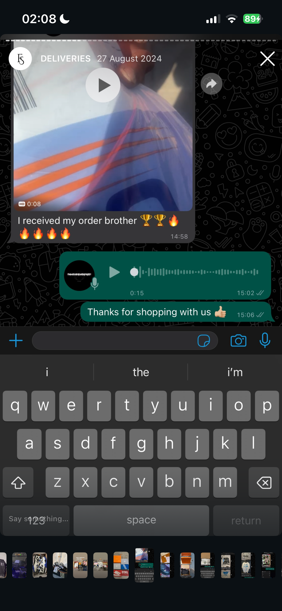 Customer review or delivery screenshot