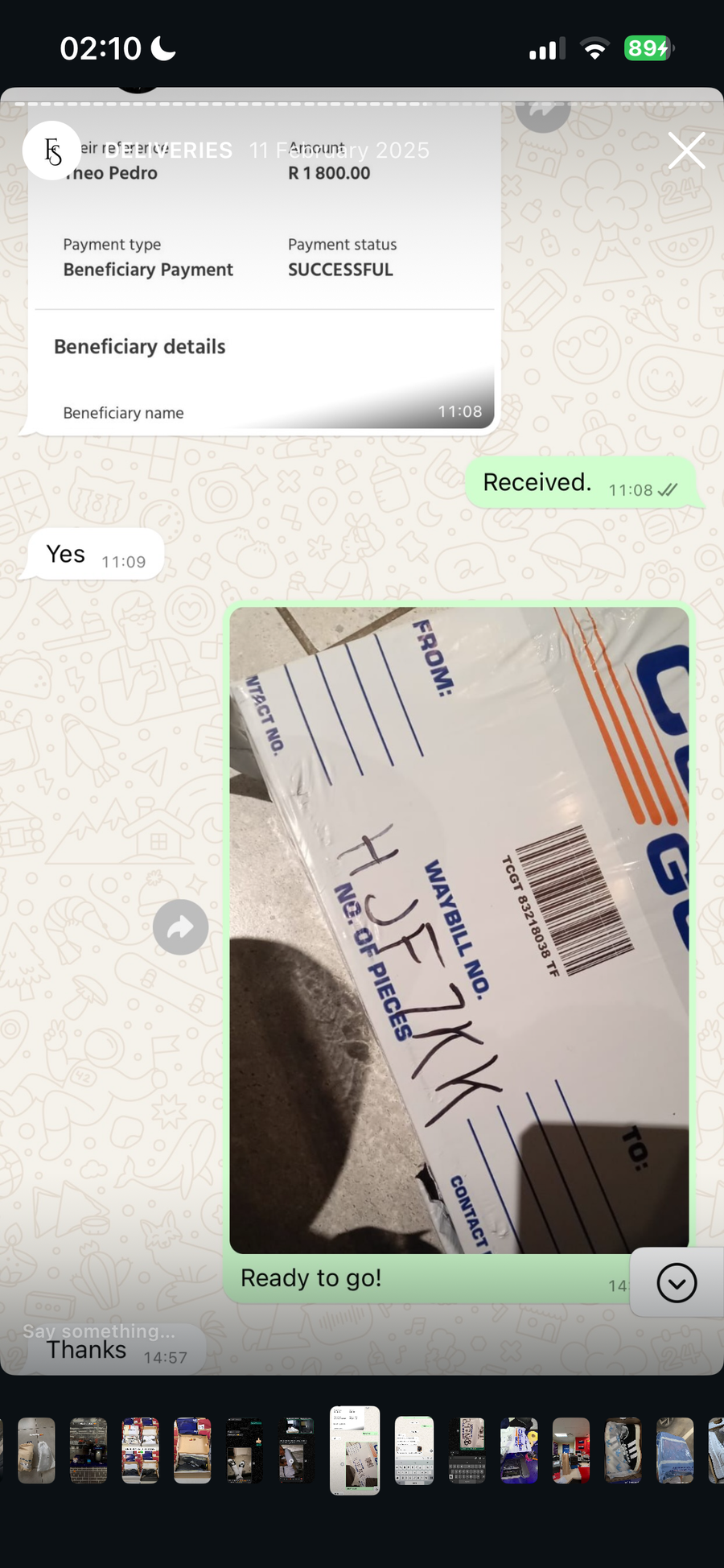 Customer review or delivery screenshot