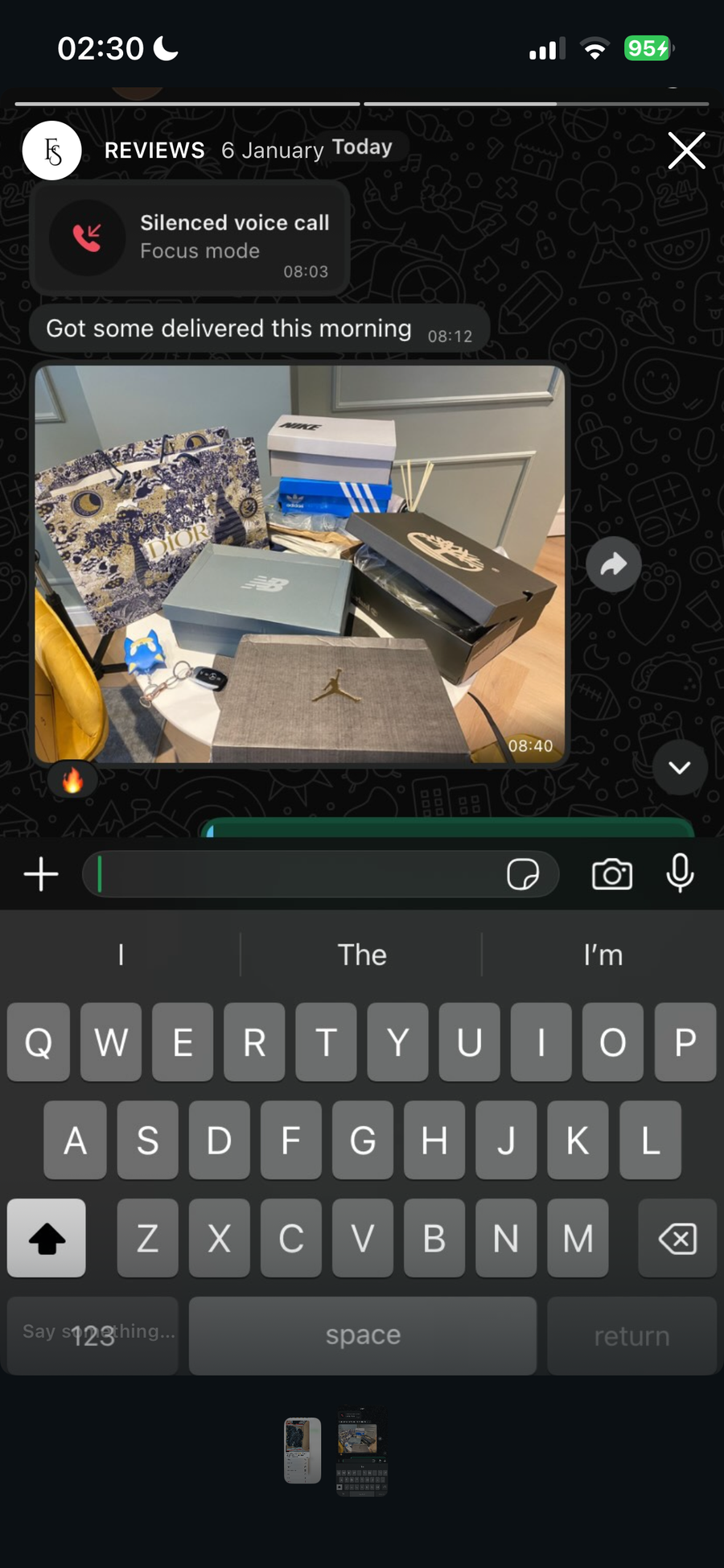 Customer review or delivery screenshot