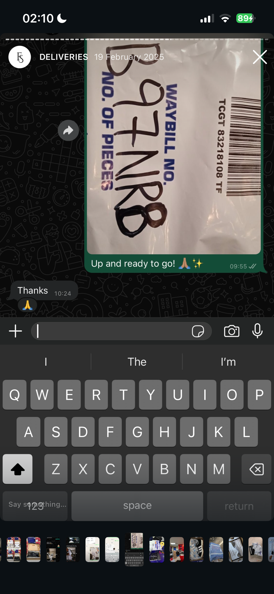 Customer review or delivery screenshot